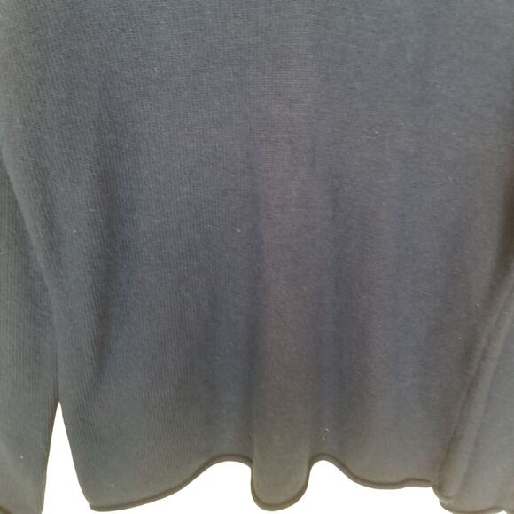 A Giannetti Womens Wool Angora V-Neck Sweater Sz L Minimalist Quiet Luxury Navy - Picture 3 of 7